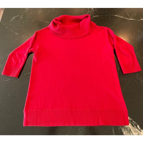 Chico's Red Cowl neck Short Sleeve lightweight sweater "0"   XS - Picture 1 of 8